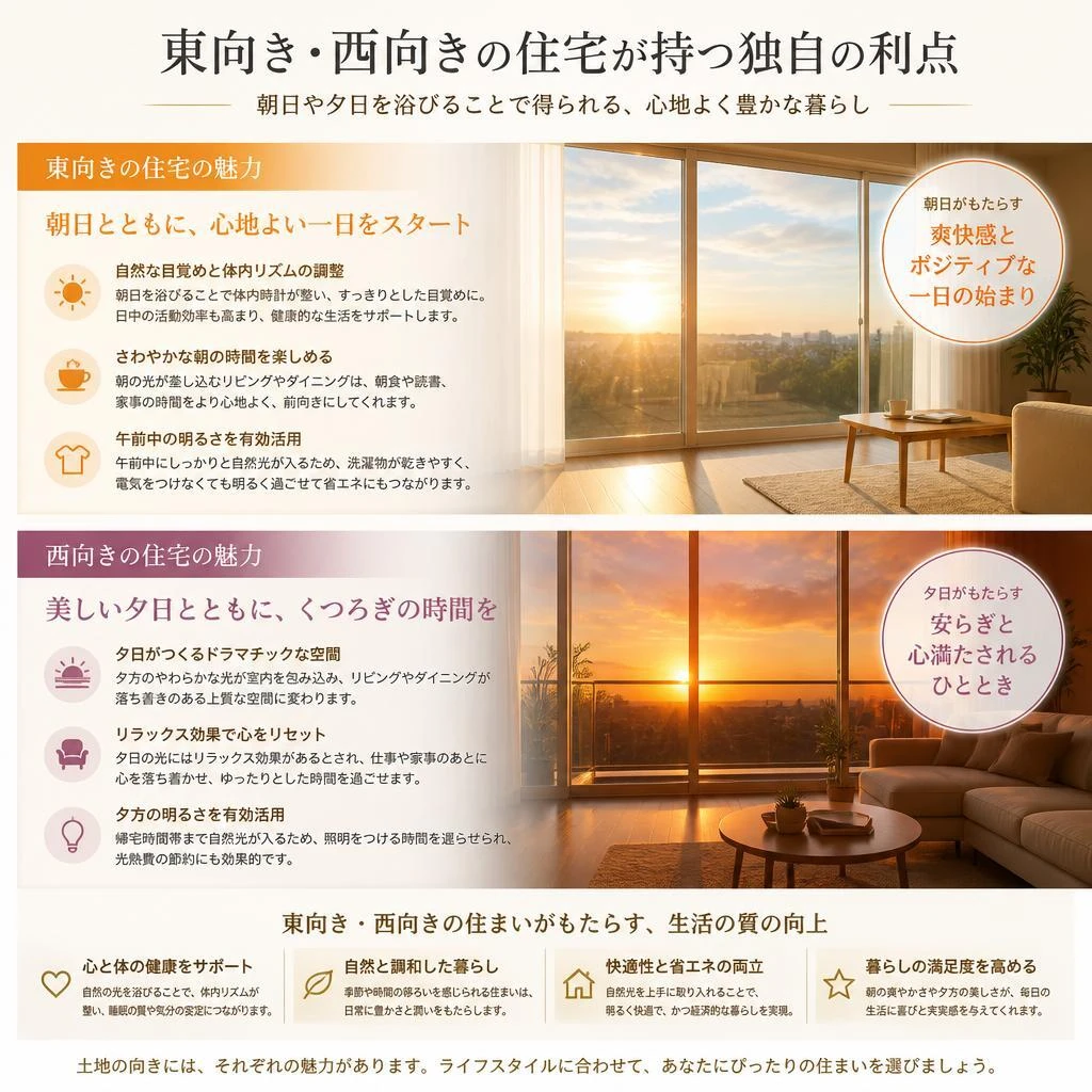 東向き、西向きのメリットを発見！
