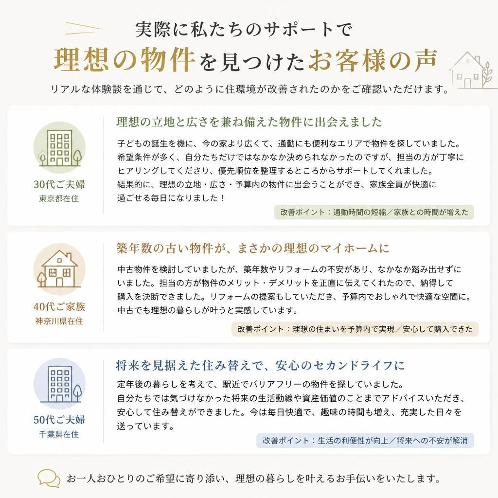 実際のお客様の声
