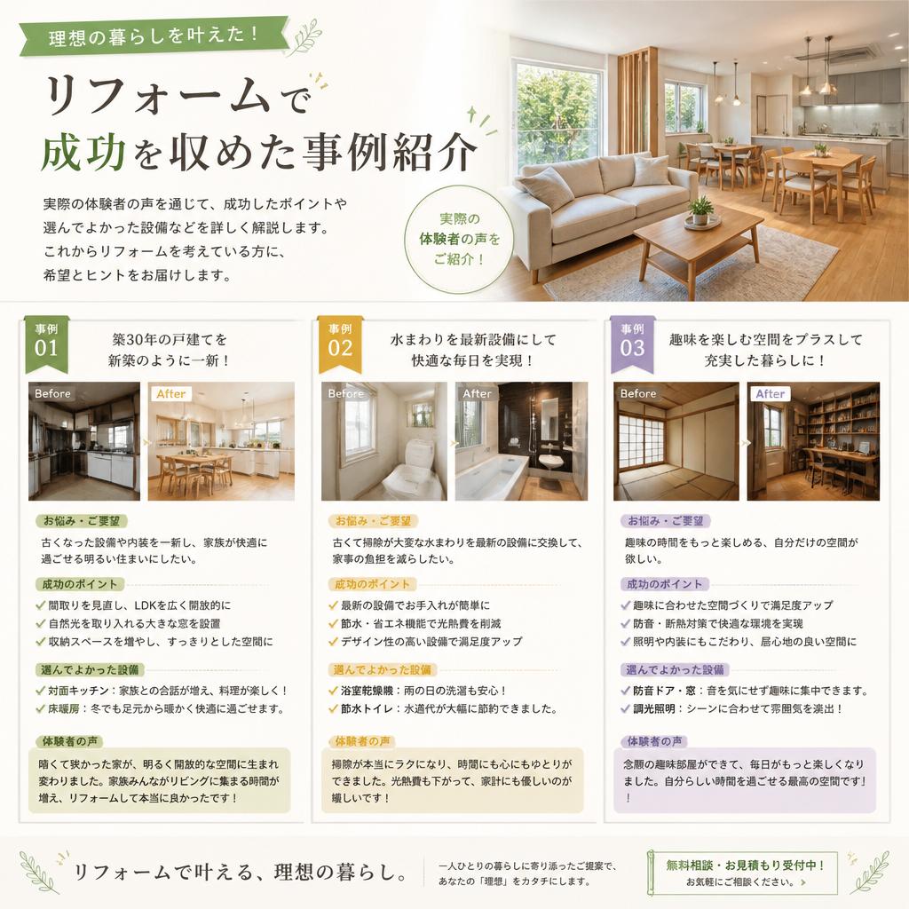 リフォームでの失敗を教訓に!成功事例の紹介